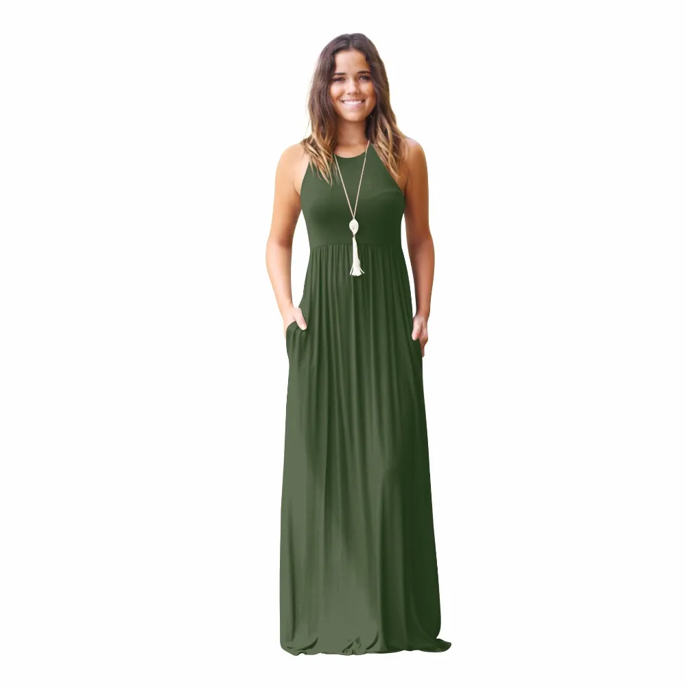 Women's New Dress Summer Bohemian Casual Vest Loose Pocket Solid Sleeveless Female vestidos de festa WHOLESALE | Женская одежда