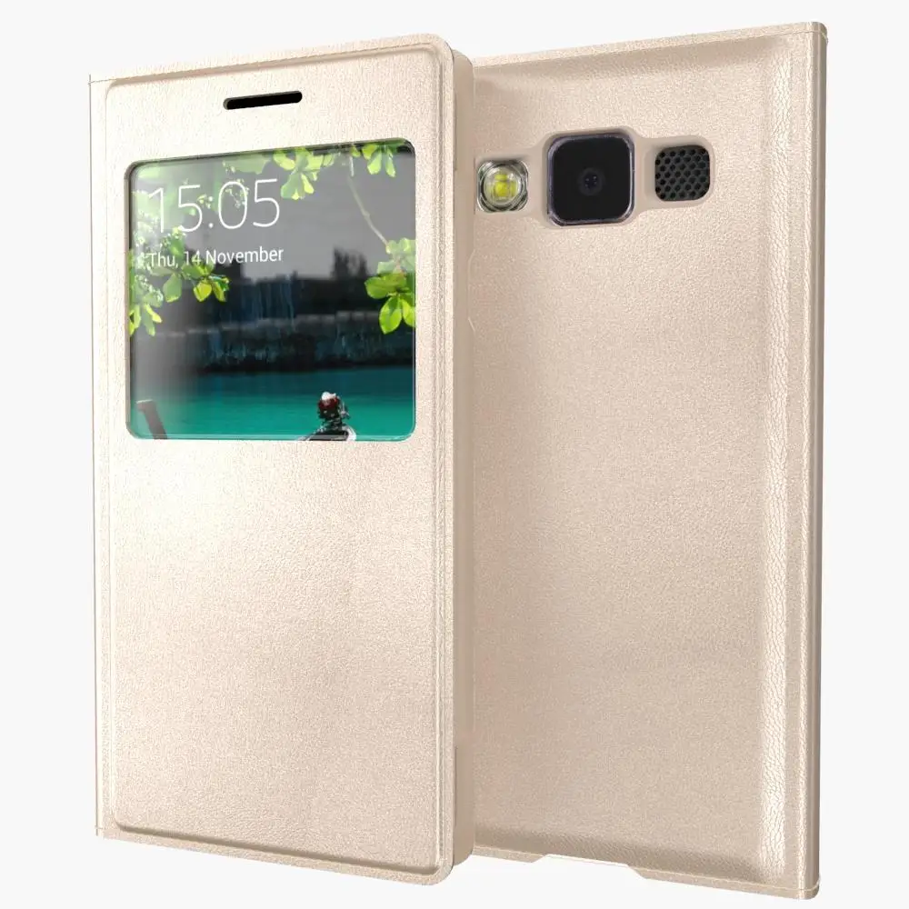 Роскошный флип-чехол из искусственной кожи для Samsung Galaxy E7 E7000 E700F с окошком