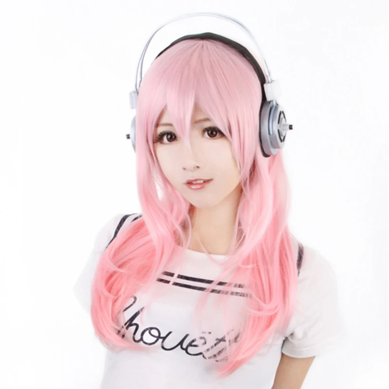 Супер Sonico Supersonico 60 см Длинные розовые волосы Омбре термостойкие косплей костюм парик+ игрушка гарнитура