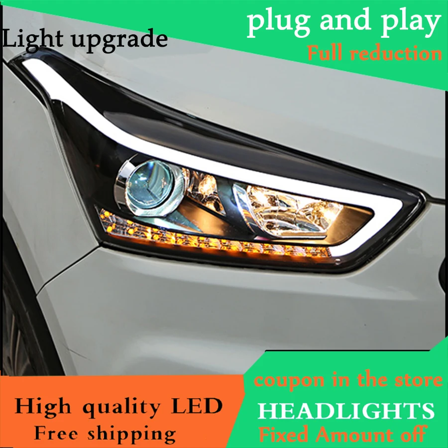 Автомобильный Стильный чехол с головкой для Hyundai Creta IX25 2015-2019 головной светильник