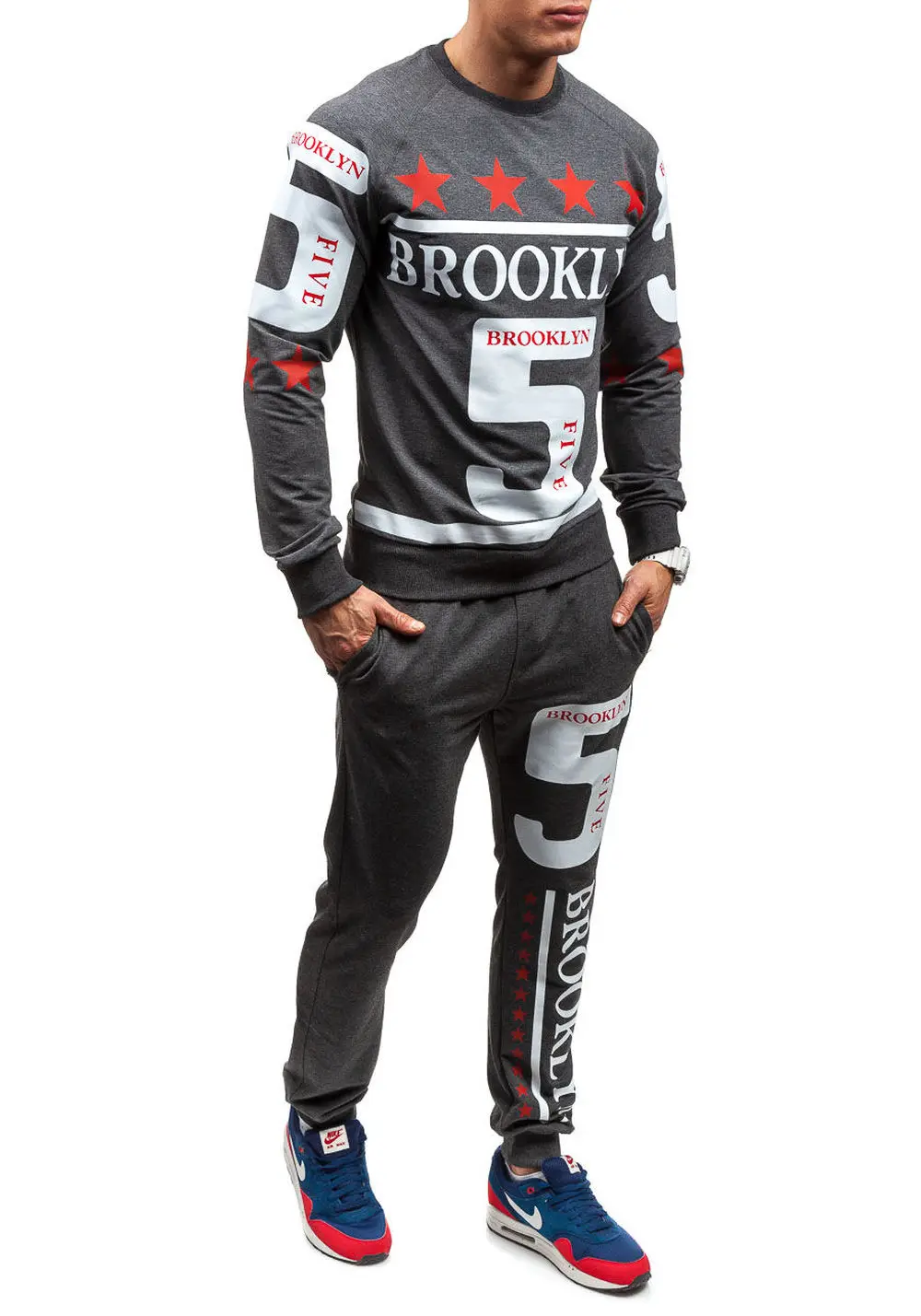 Мужской спортивный костюм 2019 топы с длинными рукавами и штаны комплект