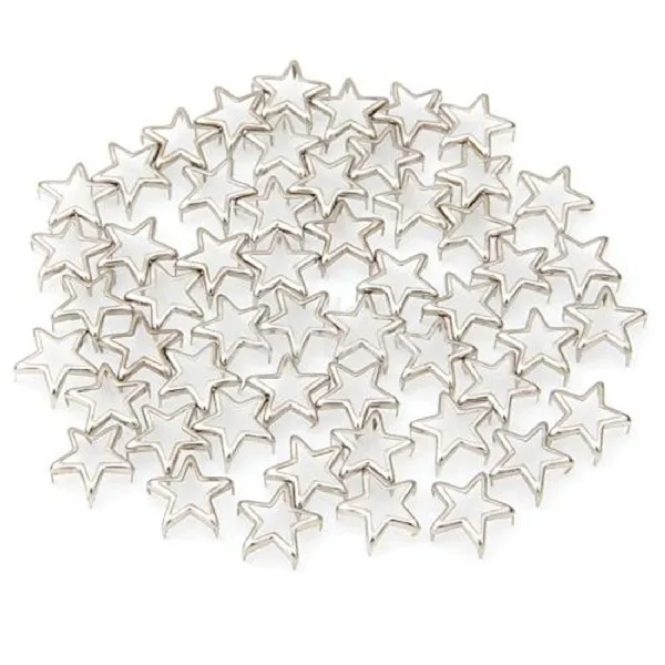 Металлические серебристые шпильки с заклепками в виде звезд 50 шт. конического