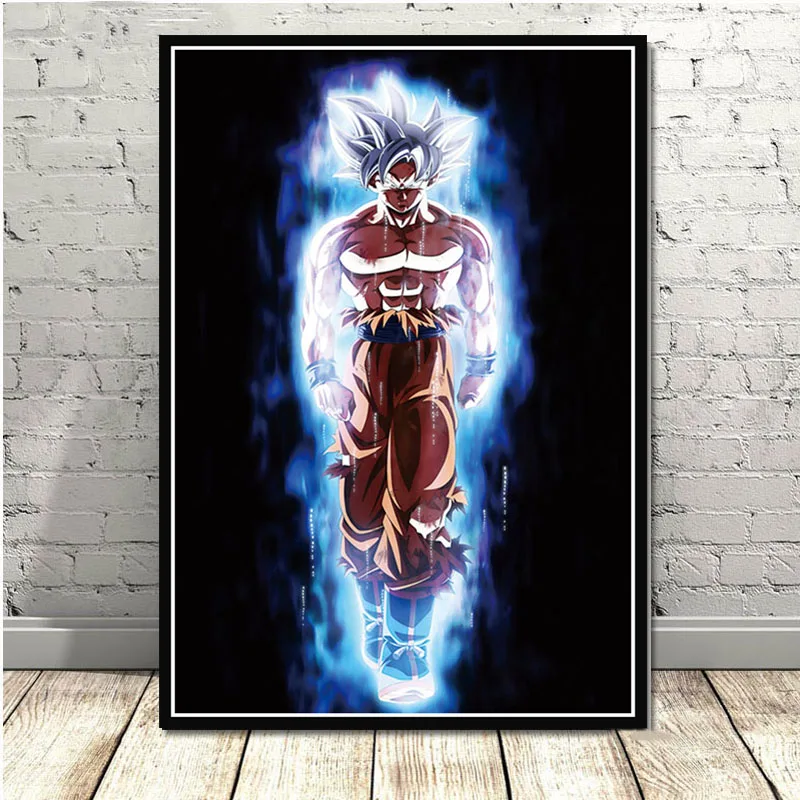 Горячий Dragon Ball Z Super Goku Ultra Instinct masted аниме плакат и печатная графика настенная художественная живопись картины для комнаты домашний декор - Цвет: Зеленый