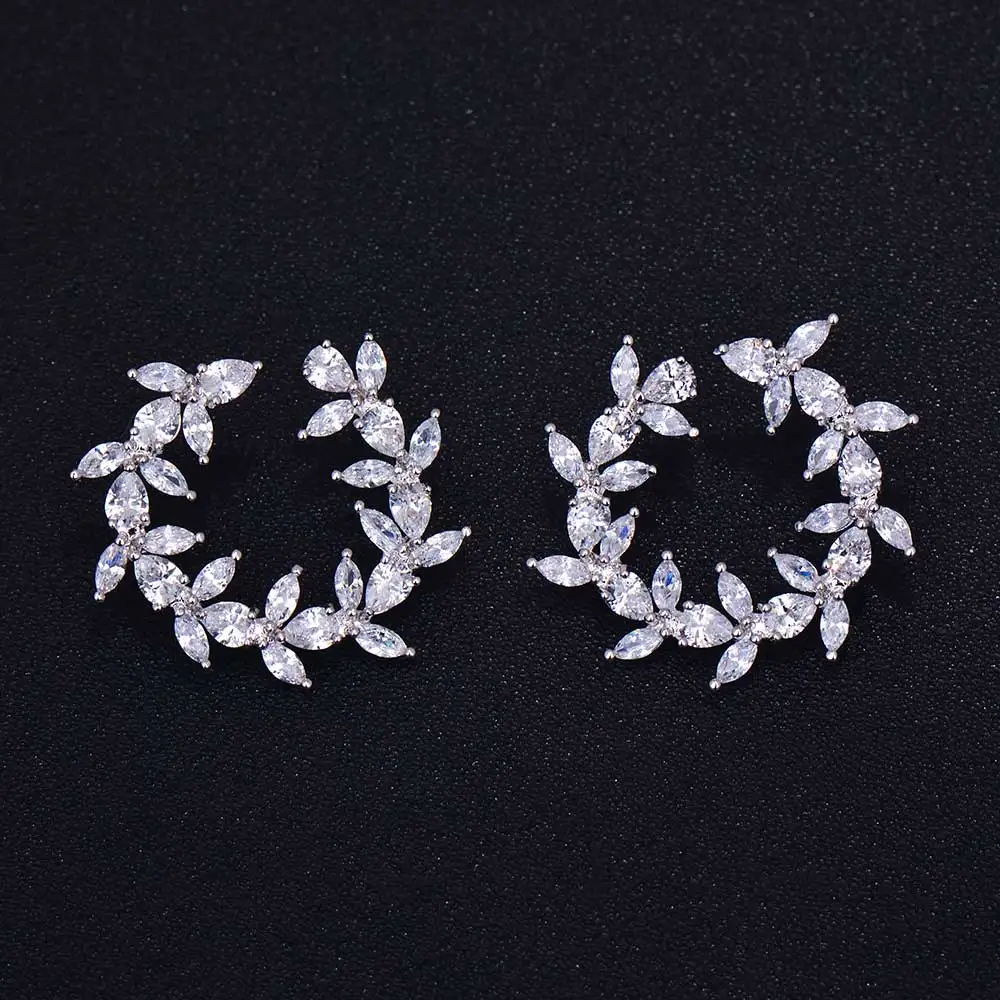 Женские серьги гвоздики с фианитом 1 8x1 8 см|flower stud earrings|fashion earringsstud earrings |