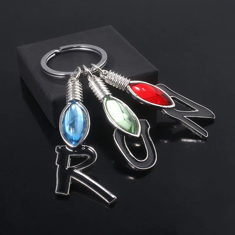 Stranger Things Letter RUN Keychains High Quality lamp Bulb Metal Keyring Men Car Women Bag Accessories