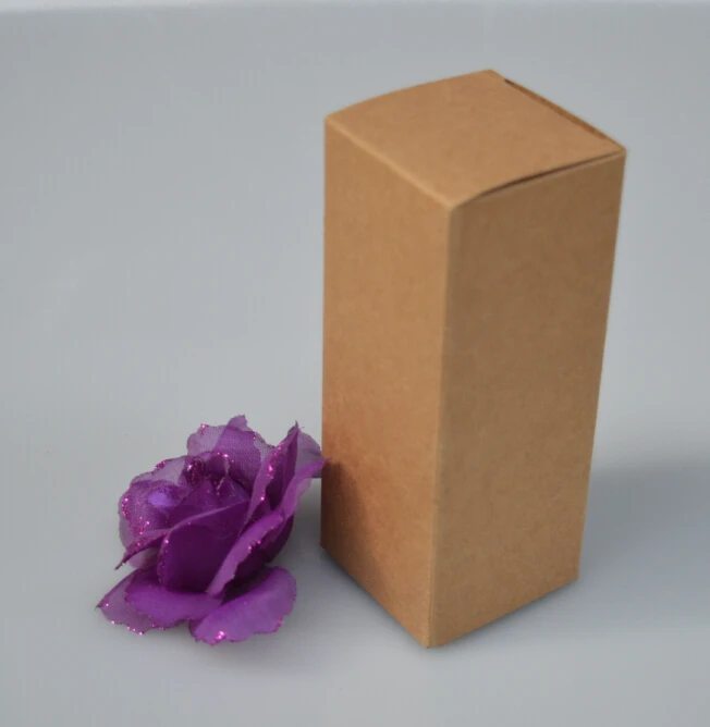 

50pcs/lot-3*3*14cm Kraft Paper Box for Essential Oil Perfume sample bottle Lipstick DIY Craft Storage Box valve tubes