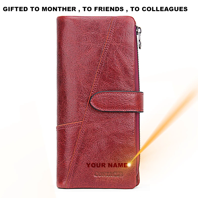 Женские кошельки из натуральной воловьей кожи Contact's модный кошелек держатель