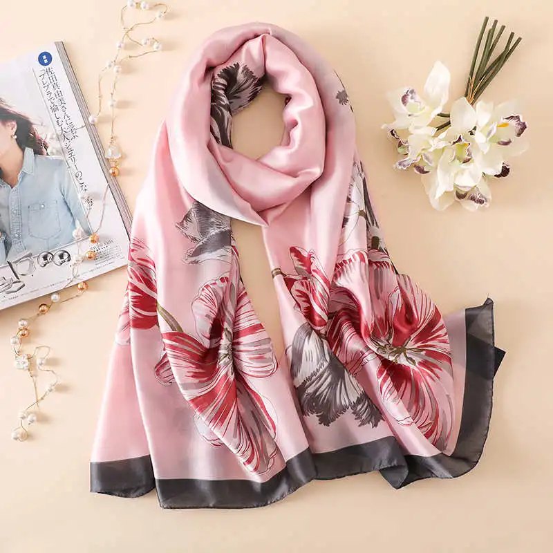 F-193 PINK Осенний модный шелковый шарф, женский роскошный брендовый качественный шарф, шаль с длинной цепочкой, с принтом лошади, хиджаб, 180*90 см - Цвет: F-193 PINK