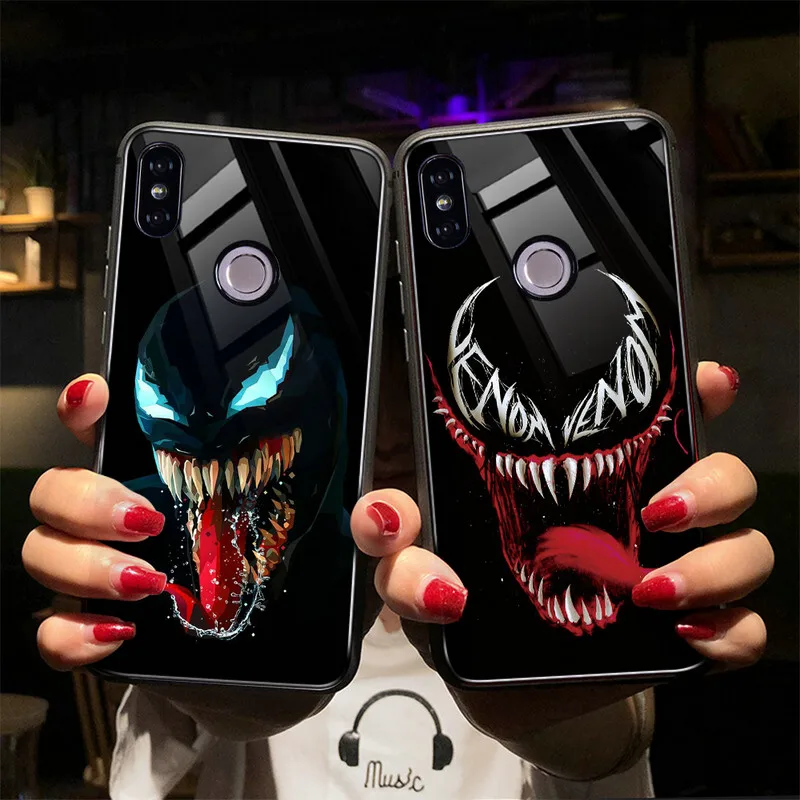 Cartoon Marvel Hero Tempered Glass Case For Xiaomi 9 SE 8 Lite Redmi Note 5 6 Cover |