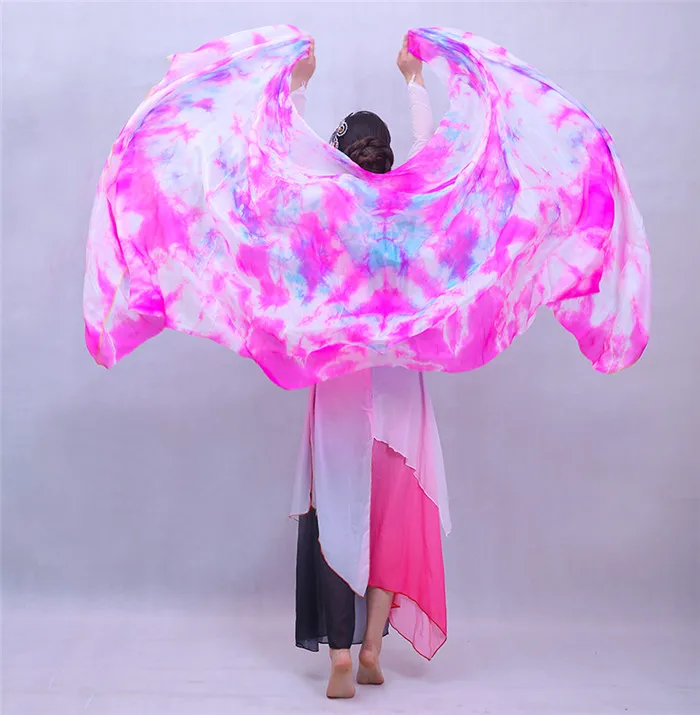 Женский шелковый шарф для танца живота большой цветочный галстук окрашенный и