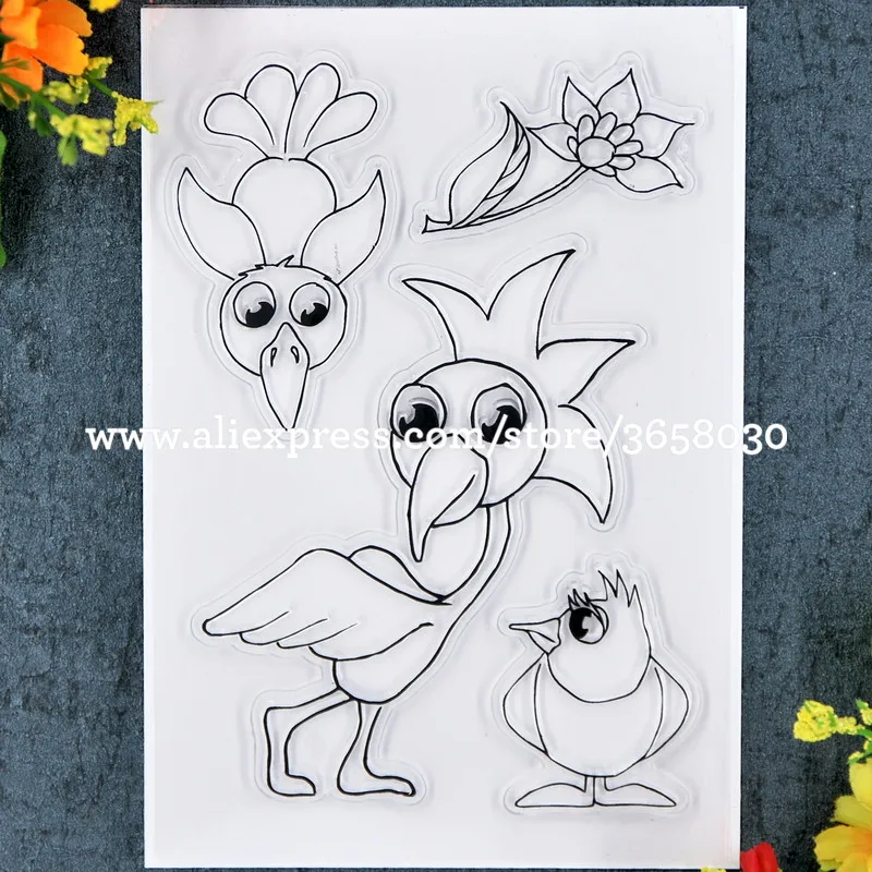 Цветок Птица скрапбук DIY фото карты резиновый чистый штамп для скрапбукинга