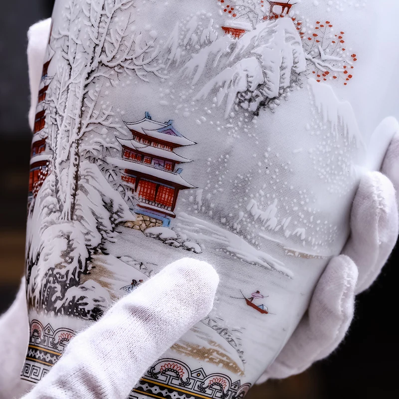 Цзиндэчжэнь зернистая ваза три предмета керамический цветок украшение для дома