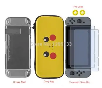 E Nintendo Switch аксессуары дорожная сумка для переноски и закаленное Стекло пленочная& Прозрачный жесткий чехол& 2 аналоговые колпачки для Nitendo Switch NS - Цвет: E