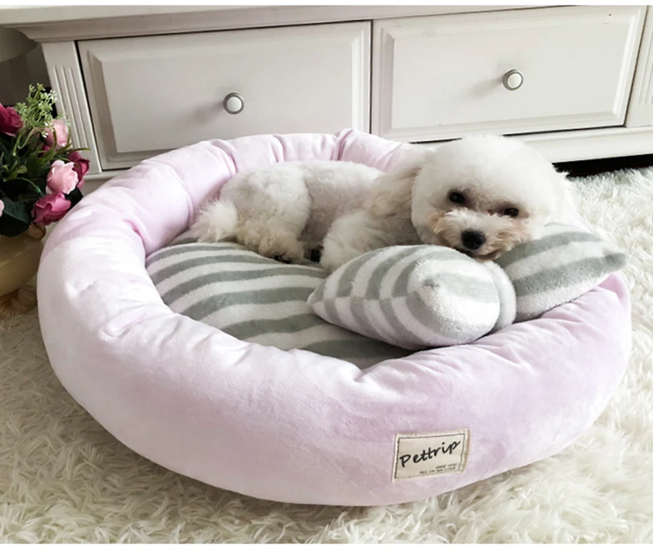 Dog Cat Bed Flannel Cotton-padded Warm Pet House Striped Mat for Cats Dogs Winter Thicken Sleeping Supplies Products | Дом и сад
