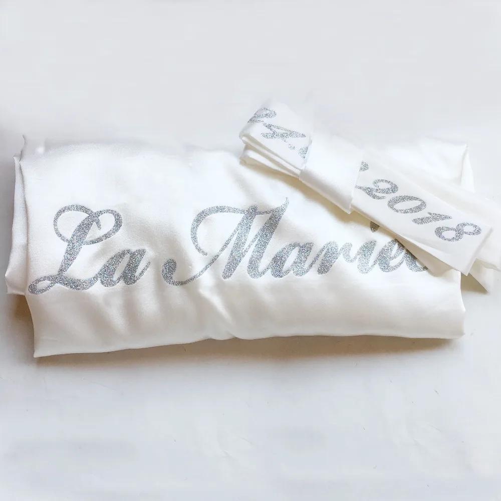 

Free Shipping 5 pcs lot Custom Glitter logo Kimono personalized Wedding Bride Bridesmaid gift custom robes