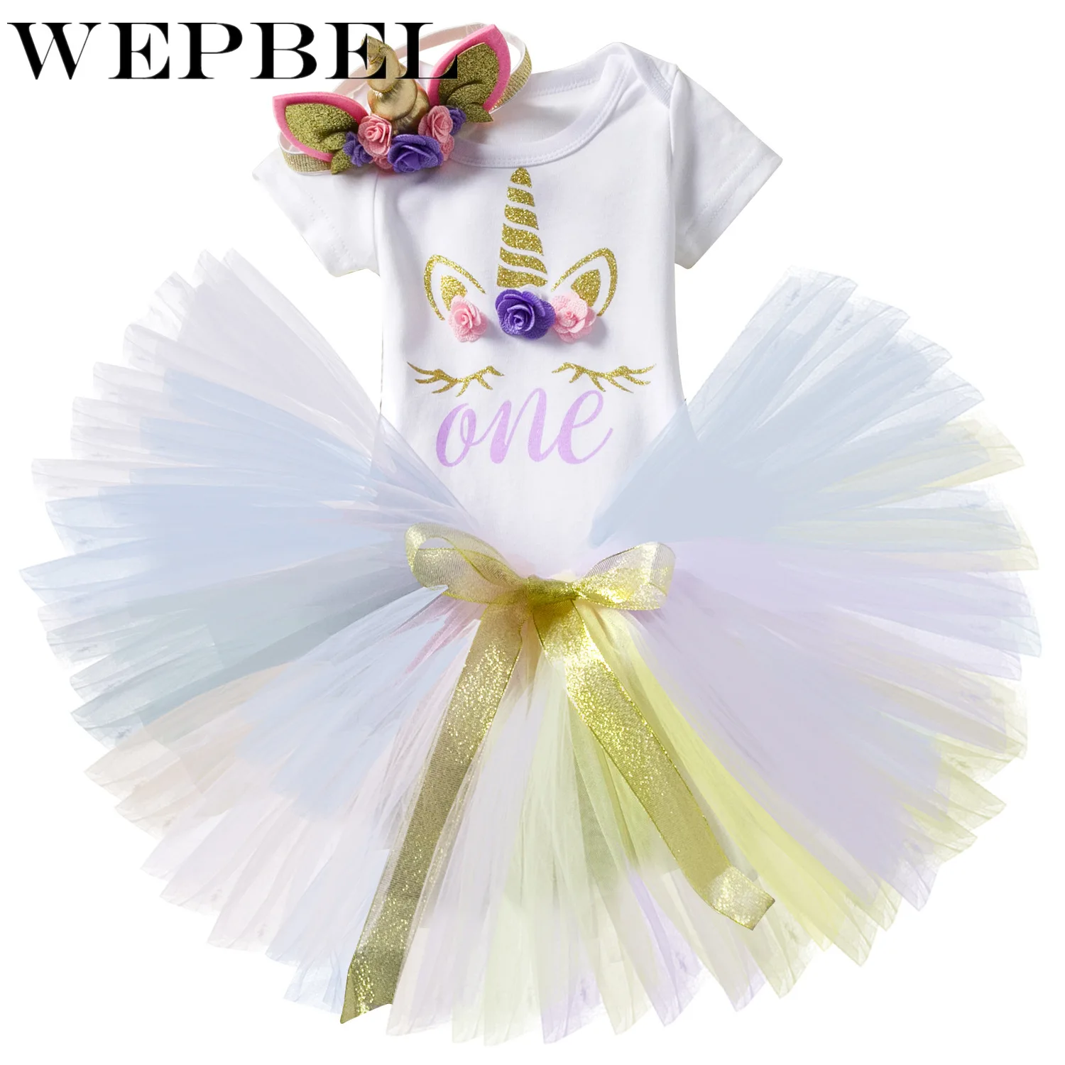WEPBEL/лето 2019 милая фиолетовая одежда с изображением единорога для маленьких