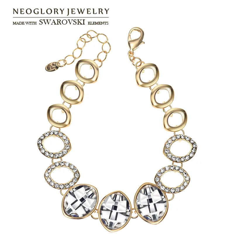 Женский браслет с овальными камнями Neoglory австрийские кристаллы и чешские Стразы