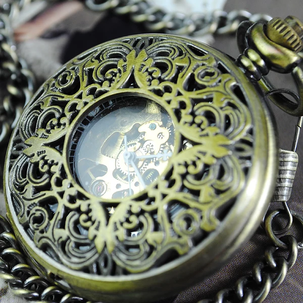 2013 new style luxury Vintage Steam punk Necklace Pendant Chain Skeleton Mechanical Pocket Watch Gift for man or woman | Наручные часы