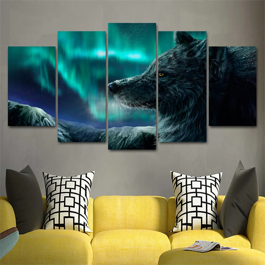 

Drop shipping 5 Panel Wall Art Pictures Canvas Painting abstract canvas poster painting decoration for living room LW110