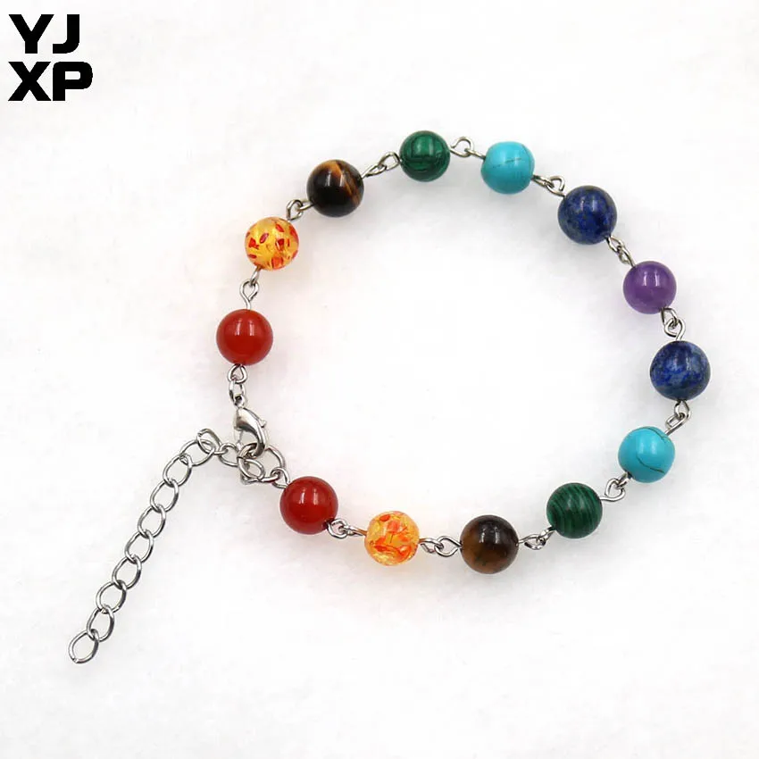 YJXP 8 мм круглые бусины Кристалл 7 Чакра натуральный камень Исцеление Рейки