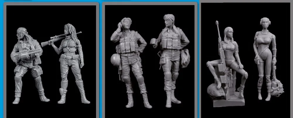 

Assembly Unpainted Scale 1/35 man and Woman hunters soldiers figure Historical Resin Model Miniature Kit