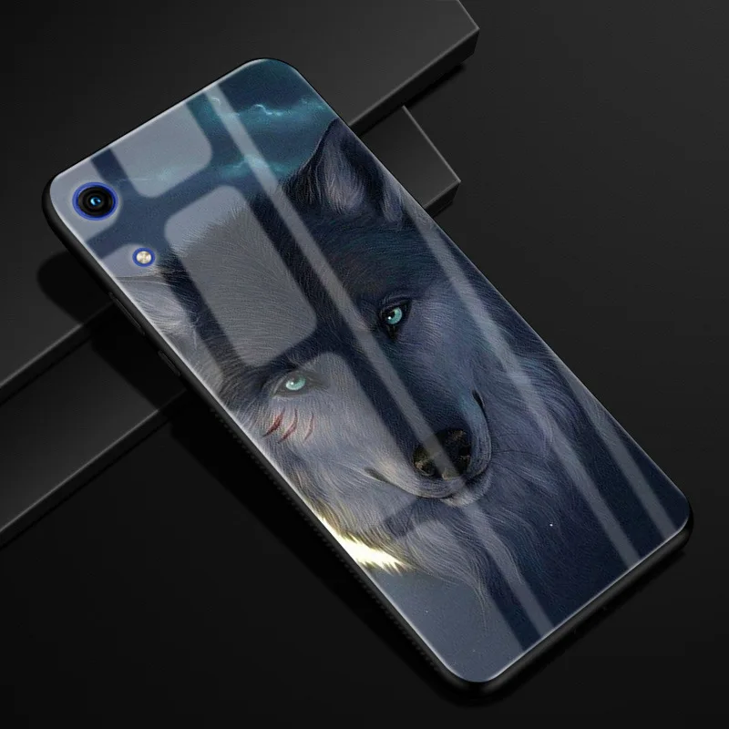 Чехол для Huawei Honor 8A задняя крышка из закаленного стекла телефона черный бампер