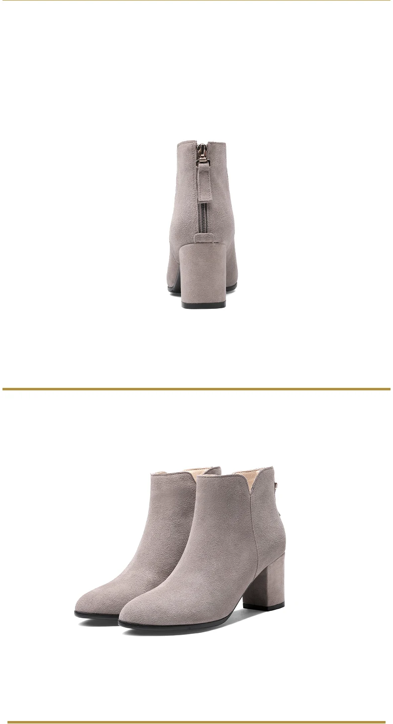 Ankle Boots for Women New Boots Women Leather Zipper 7cm