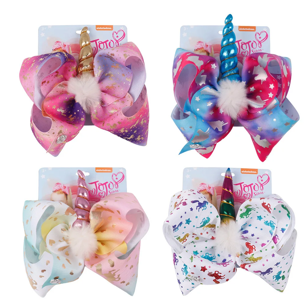 Classic Best-selling Bullhorn Furry Unicorn Bowtie Hairclip for Children baby hair accessories headbands girls | Детская одежда и