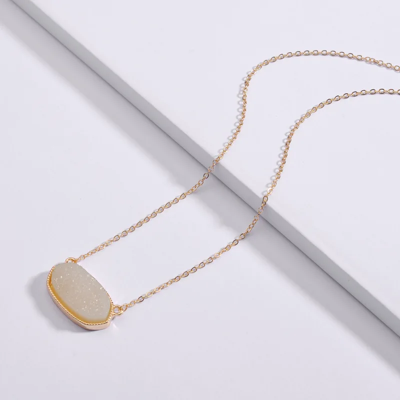 Druzy Drusy Pendant Necklaces Hexagon Resin Druse Gold Collar Fashion Brand Women Jewelry Party Wedding Dating Gift | Украшения и