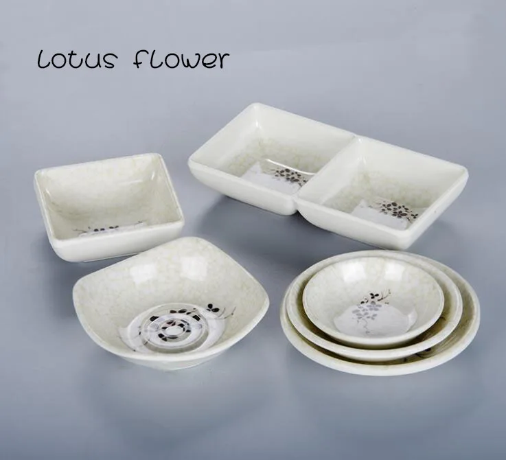 Белый цветок Меламиновый погружающийся соус заправка блюдо горячий горшок