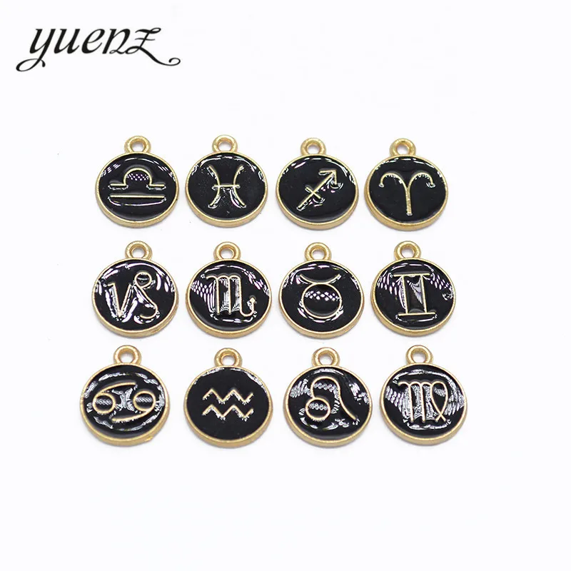 YuenZ 12 шт./компл. модные черные эмалевые созвездия шармы kc Золотой Цвет Подвеска diy