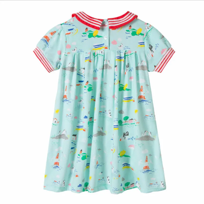 Hot selling 2-7T baby girls short sleeves summer dresses kids lovely cartoon clothing quality casual dress | Детская одежда и