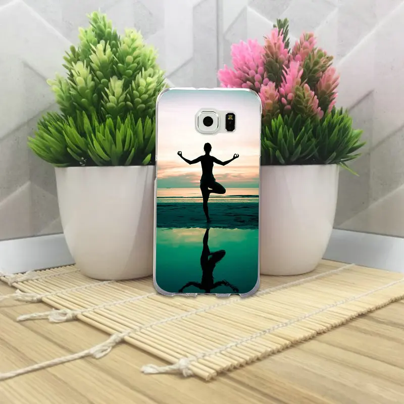 Мягкие ТПУ чехлы для мобильных телефонов Yoga World Silhouette Samsung Galaxy S3 S4 S5 Mini S6 S7 S8 S9 S10 Edge