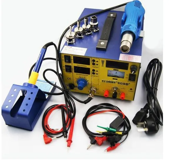 Обновленная паяльная станция saike 909D + 3 в 1 с пистолетом горячего воздуха источник