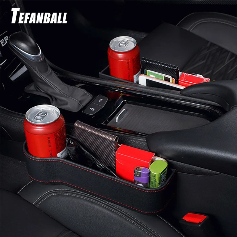

Tefanball Car Seat Crevice Storage Box Grain Organizer Gap Slit filler Holder Wallet Phone Coins Cigarette Pocket Accessories