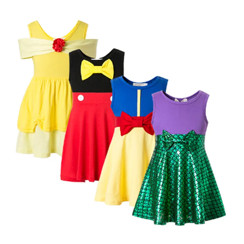 Summer Girl Dresses Moana Elsa Dress Princess Mini Mouse Costume Party for Girls | Детская одежда и обувь