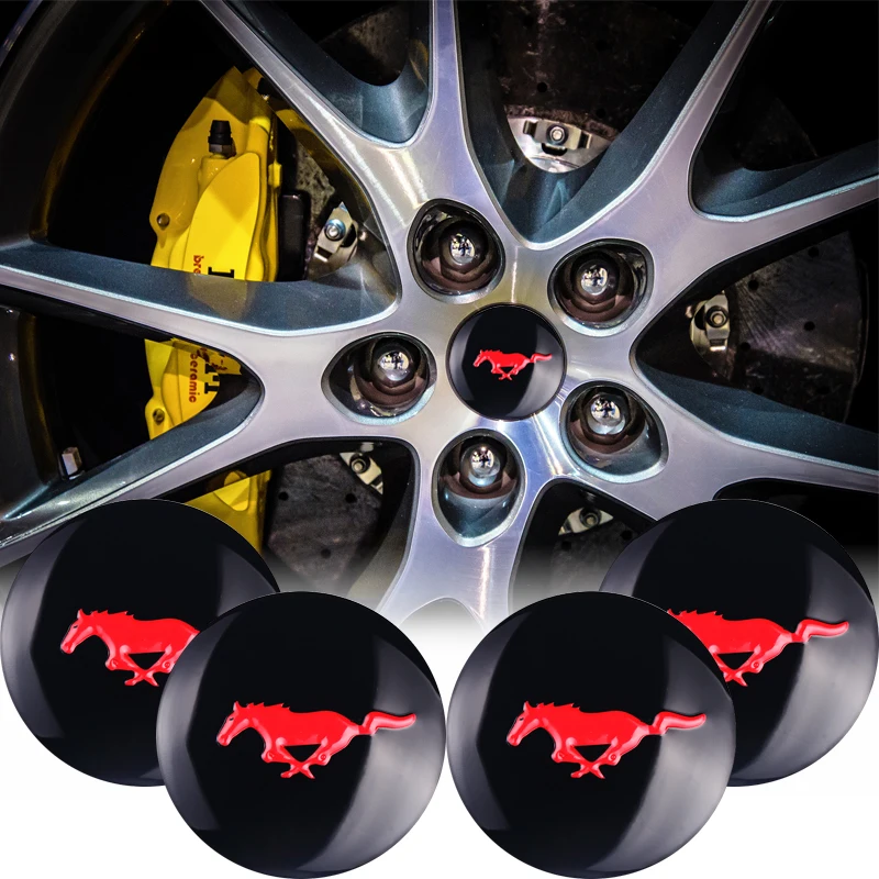 

4pcs 56mm Mustang Falcon car emblem Wheel Center Hub Cap Rim badge dust-proof decoration cover sticker For Ford Mustang