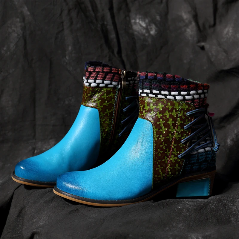 

Women Genuine Leather Boots Woman Ankle Shoes Low Heel Slip On Warm Autumn Winter 2019 New Fashion Free Shipping