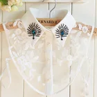 Накладной воротник для рубашки, Женские аксессуары, винтажный со стразами кружева, рубашка с фальшивым воротником, женские синие кристаллы, павлин, хлопок