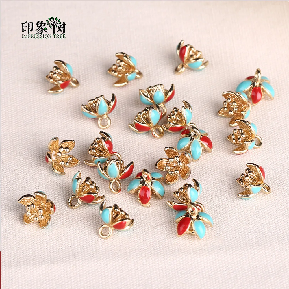 

5/10Pcs/Lot 8*9mm Golden Claw-Shaped Petals With Circle Zinc Alloy Metal Enamel Beads For DIY Jewelry Making Bracelets 954