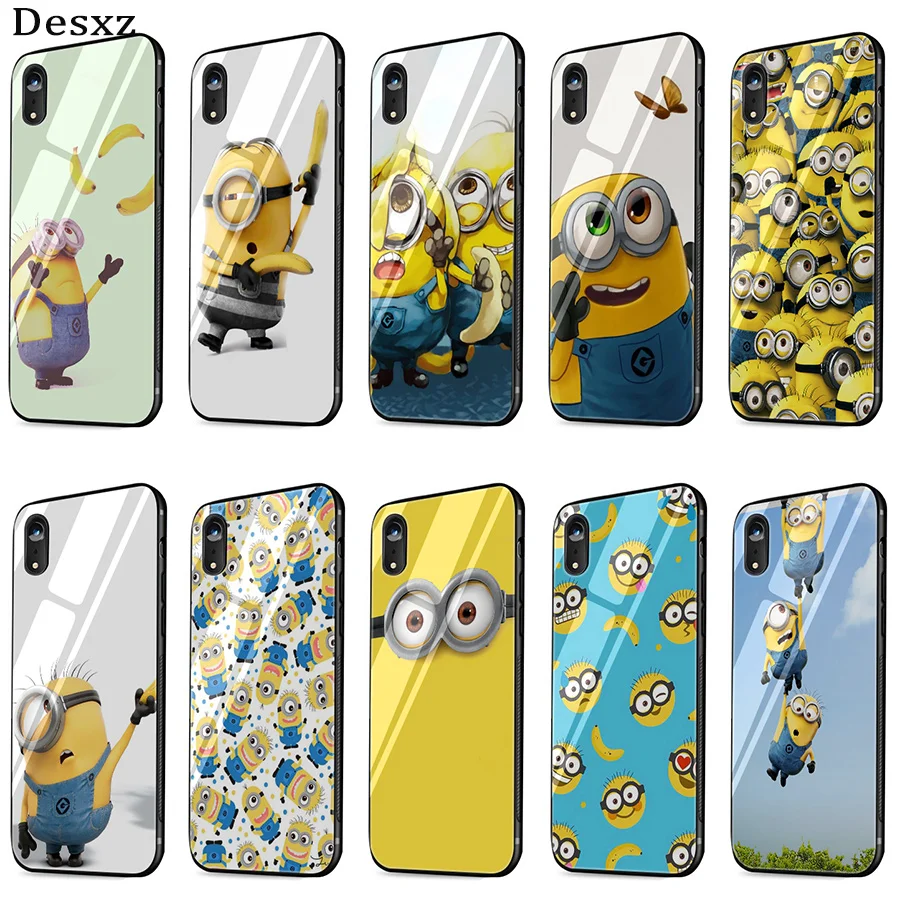 Чехол из закаленного стекла с изображением миньона банана милого аниме