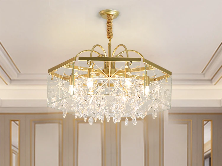 

American light luxury modern minimalist art living room dining room lamp Nordic personality creative bedroom bedside crystal led