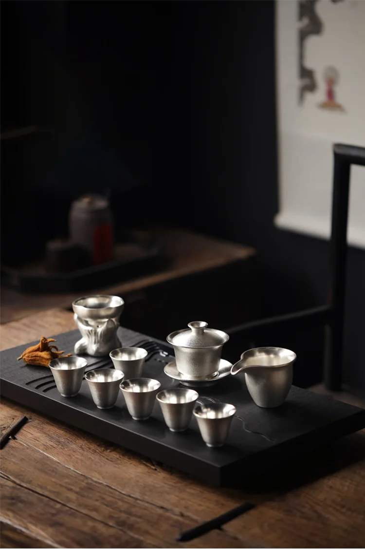 TANGPIN 999 Серебряный и керамический чайник Gaiwan, чайная чашка ручной работы серебряный чайный сервиз набор