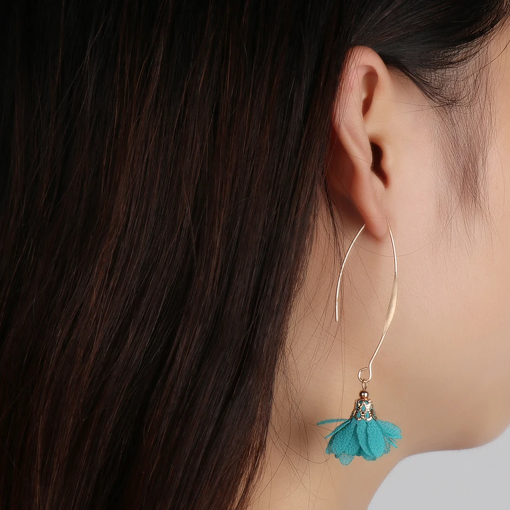 1 пара богемных цветов Длинные серьги с кисточками женские ночные Висячие ушные