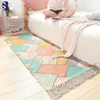 sunnyrain 1 piece cotton knitted area rug for bedroom tassle rugs washable