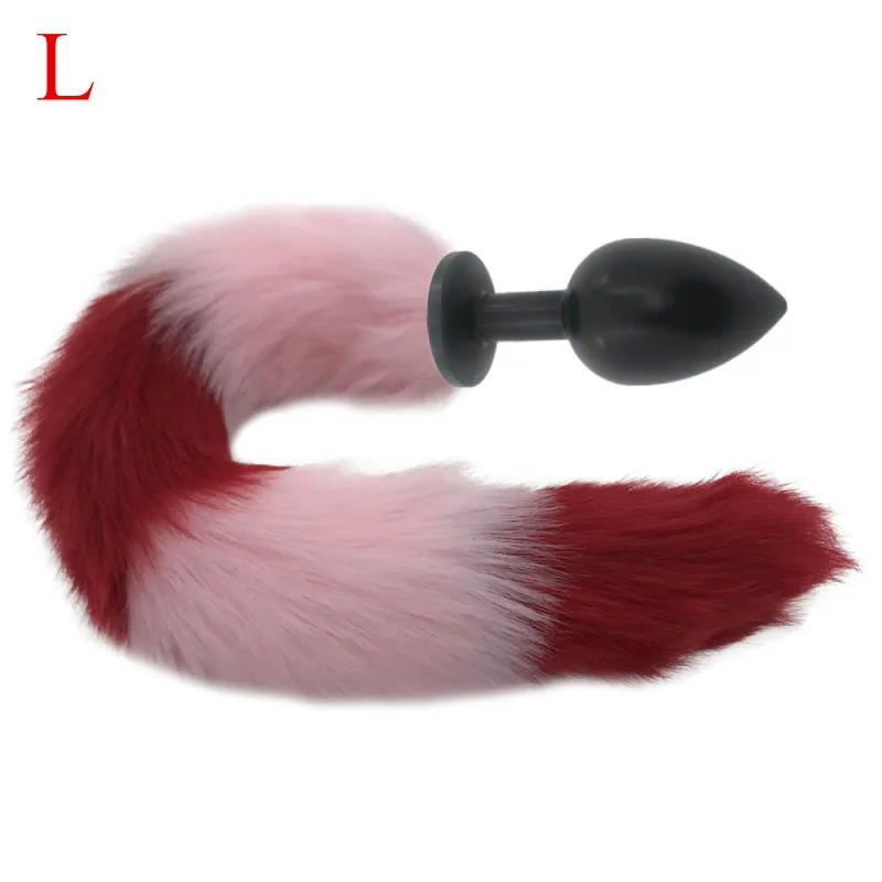 Matte Black Anal Plug 40cm Fox Tail Smooth Exotic Accessories Butt Adult Game for Lover Masturbation Toys H8-172D | Красота и