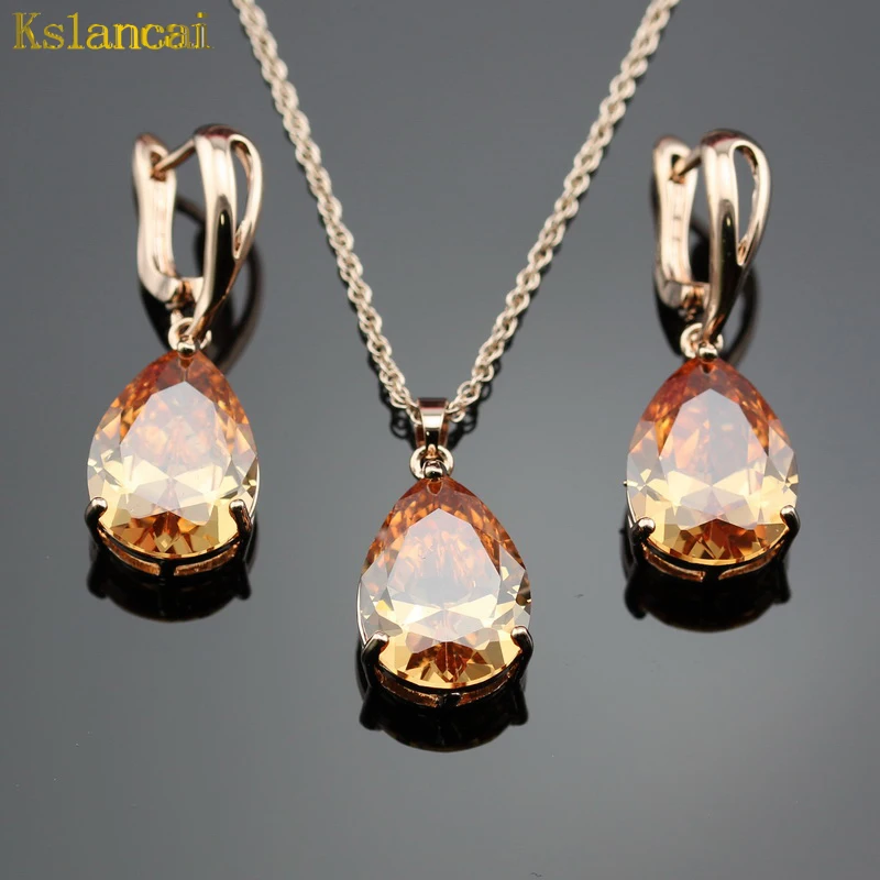 Lan Мода Высокое качество золото Jewelrys Бесплатная доставка зеленый Капля воды розы