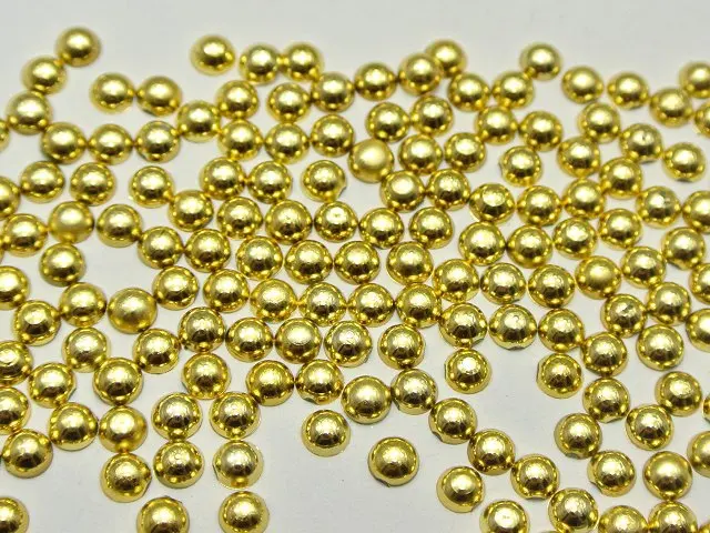 

1000 Metallic Gold Flatback Round Half Pearl 4mm Scrapbook Nail Art Craft