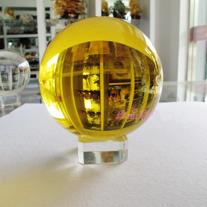 40 мм потрясающее ультра прозрачное желтое стекло КВАРЦЕВЫЙ хрустальный шар | Дом
