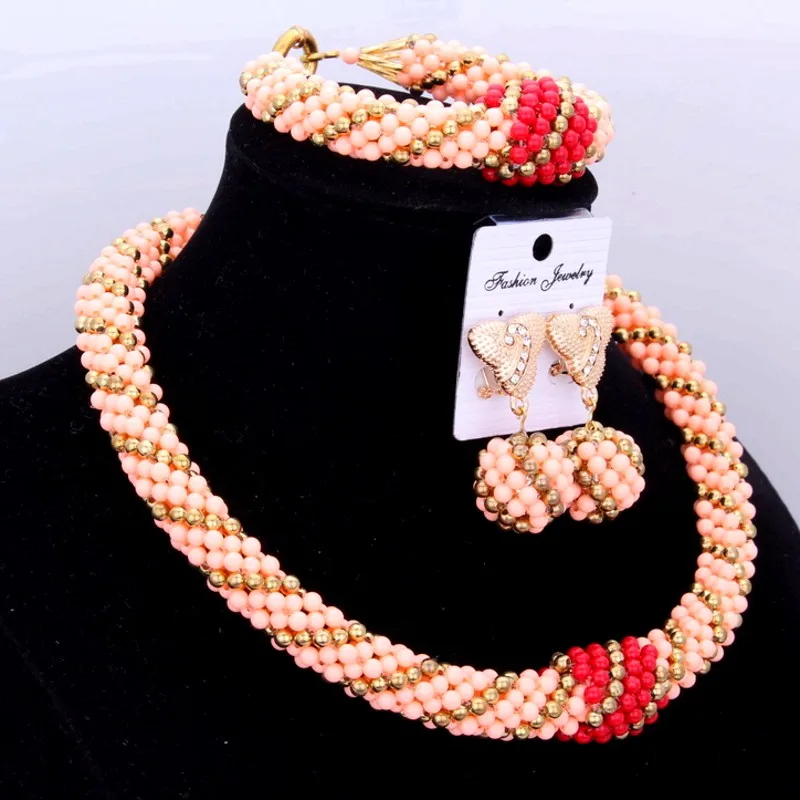 4 ujewelry африканские бусы комплект ювелирных изделий 2017 нигерийской свадьбы